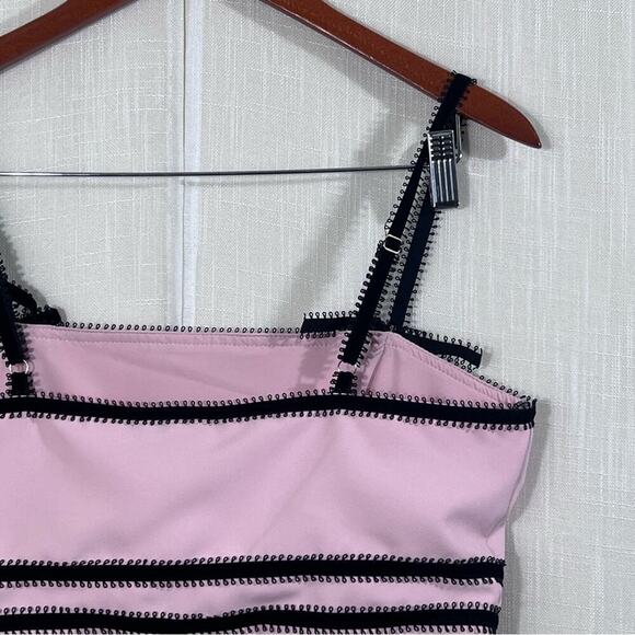 Forever 21 NWT Baby Pink Pleated Lace Trim Babydoll Crop Top Sz M - Picture 13 of 14